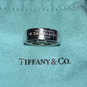 Like New, Authentic Tiffany & Co. Return To Tiffany 2 Diamond Ring Silver Ring